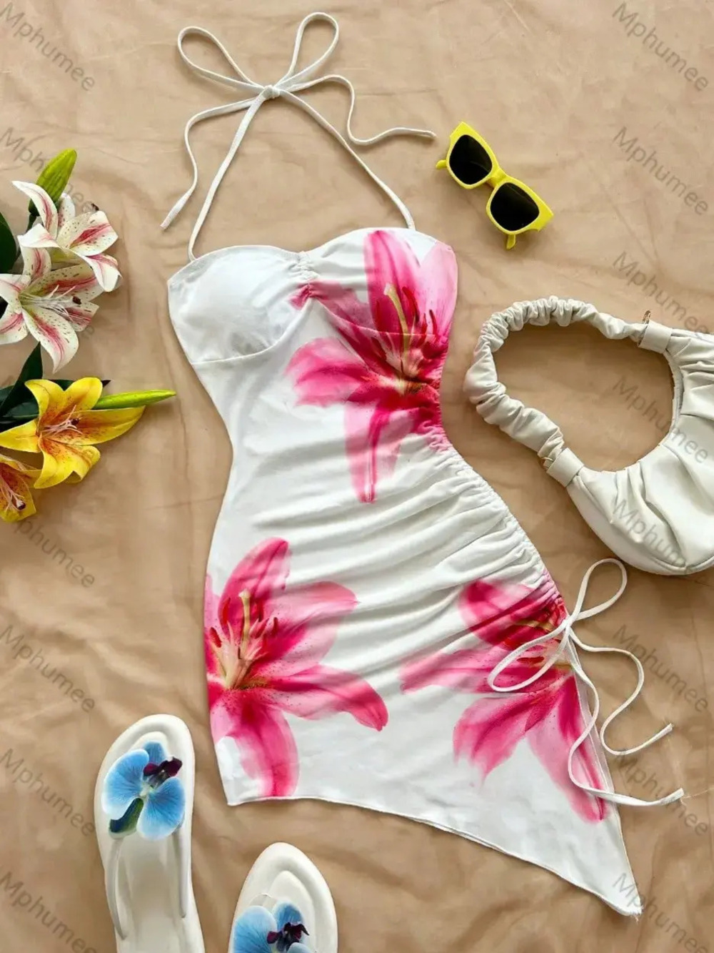 Zara Summer Slim Floral Print Strappy Bodycon Beach Dress
